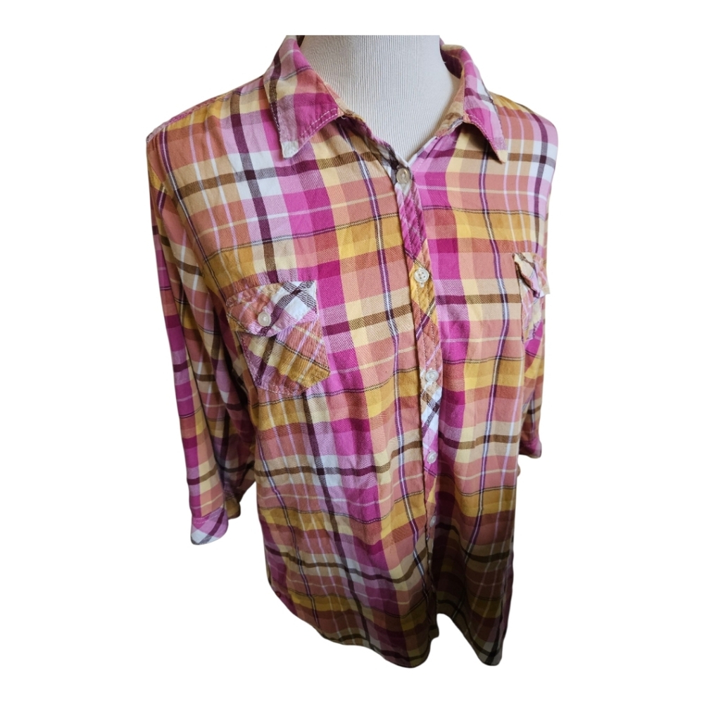 Sanoma Plaid Button-Up Shirt Size X